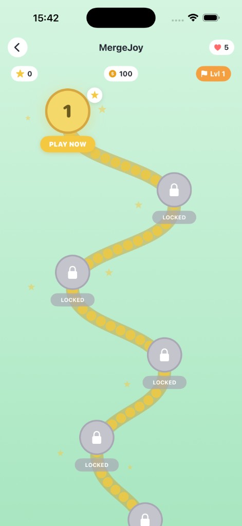 MergeJoy winding level progression map