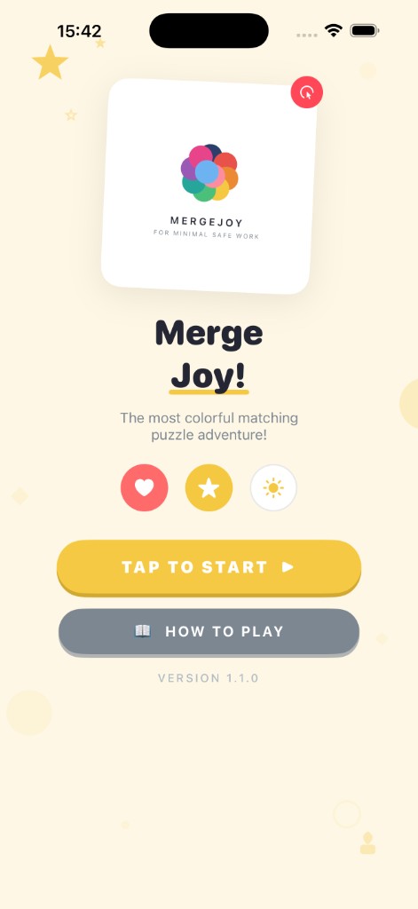 MergeJoy start screen with Tap to Start